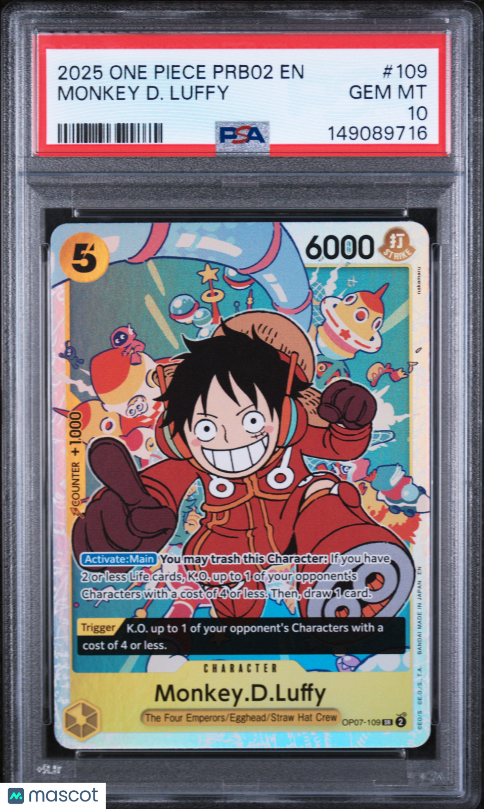 2025 One Piece Prb02-Premium Booster -The Best- Vol.2 Monkey D. Luffy PSA 10