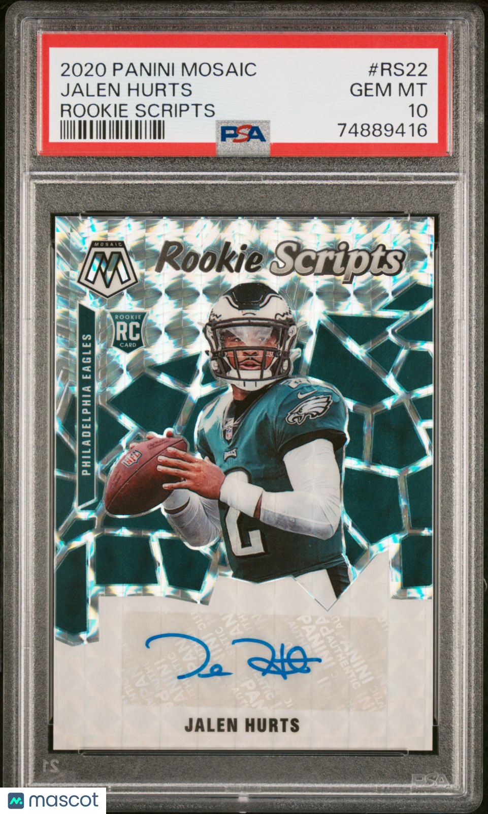 2020 Panini Mosaic Rookie Scripts Jalen Hurts Rookie Scripts PSA 10