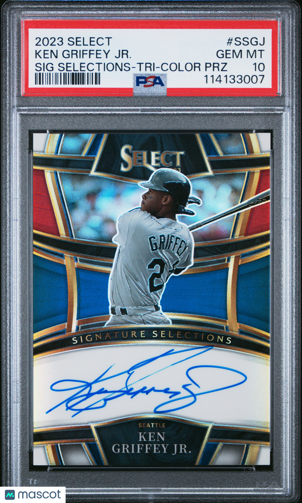2023 Panini Select Signature Selections Ken Griffey Jr. Tri-Color Prz PSA 10