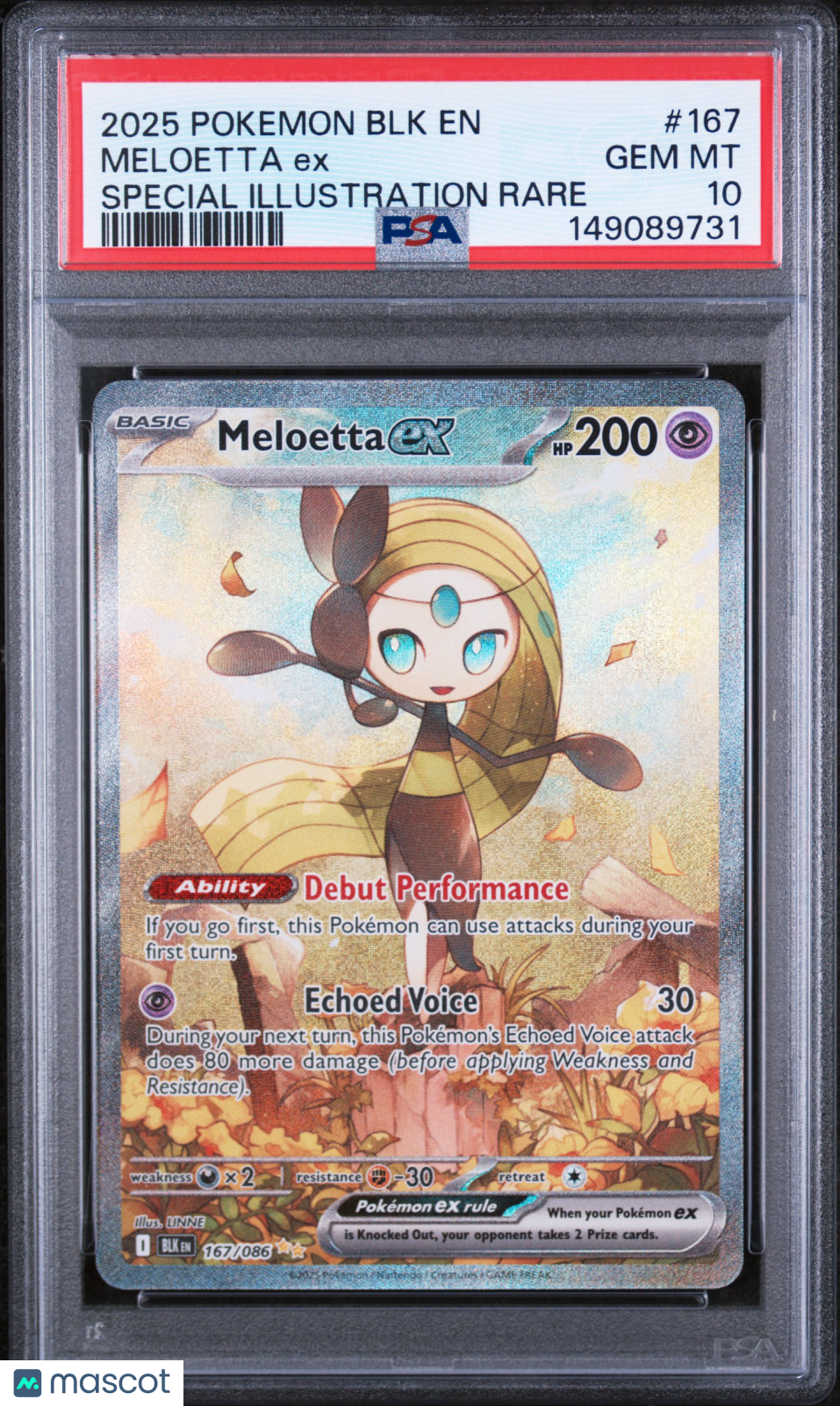 2025 Pokemon Blk En-Black Bolt Meloetta Ex Special Illustration Rare PSA 10