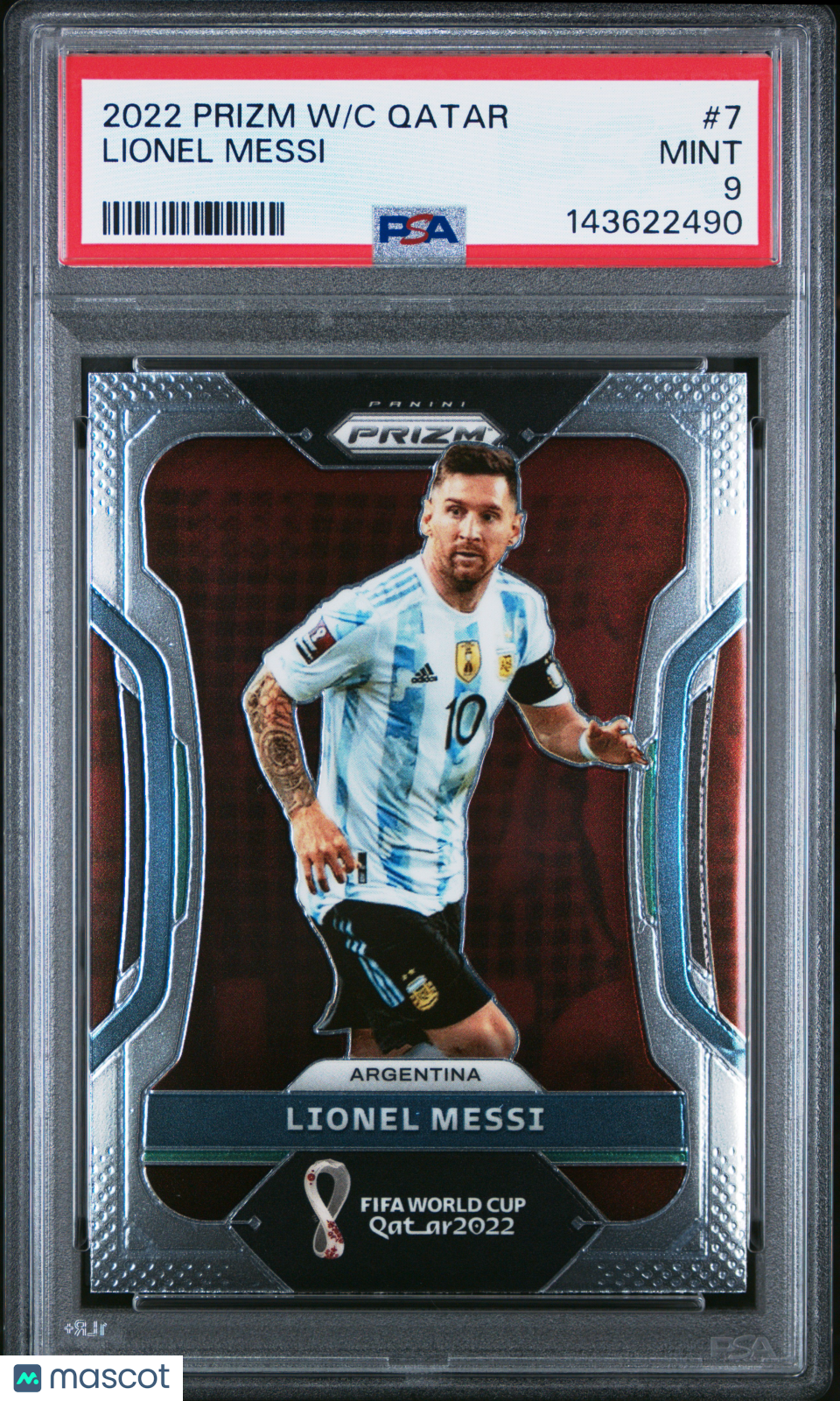 2022 Panini Prizm World Cup Qatar Lionel Messi PSA 9