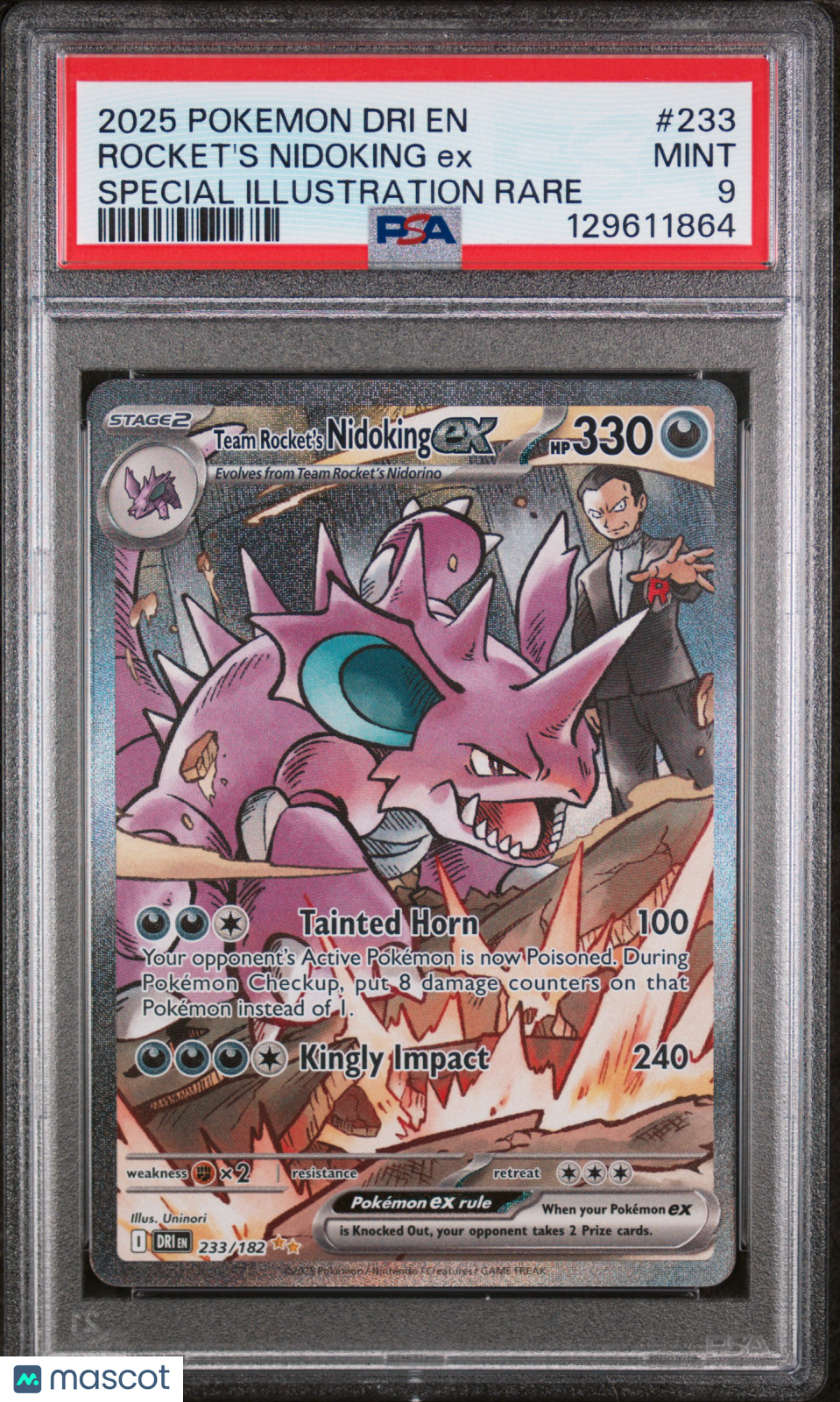 2025 Pokemon Destined Rivals Rocket'S Nidoking Ex SIR PSA 9