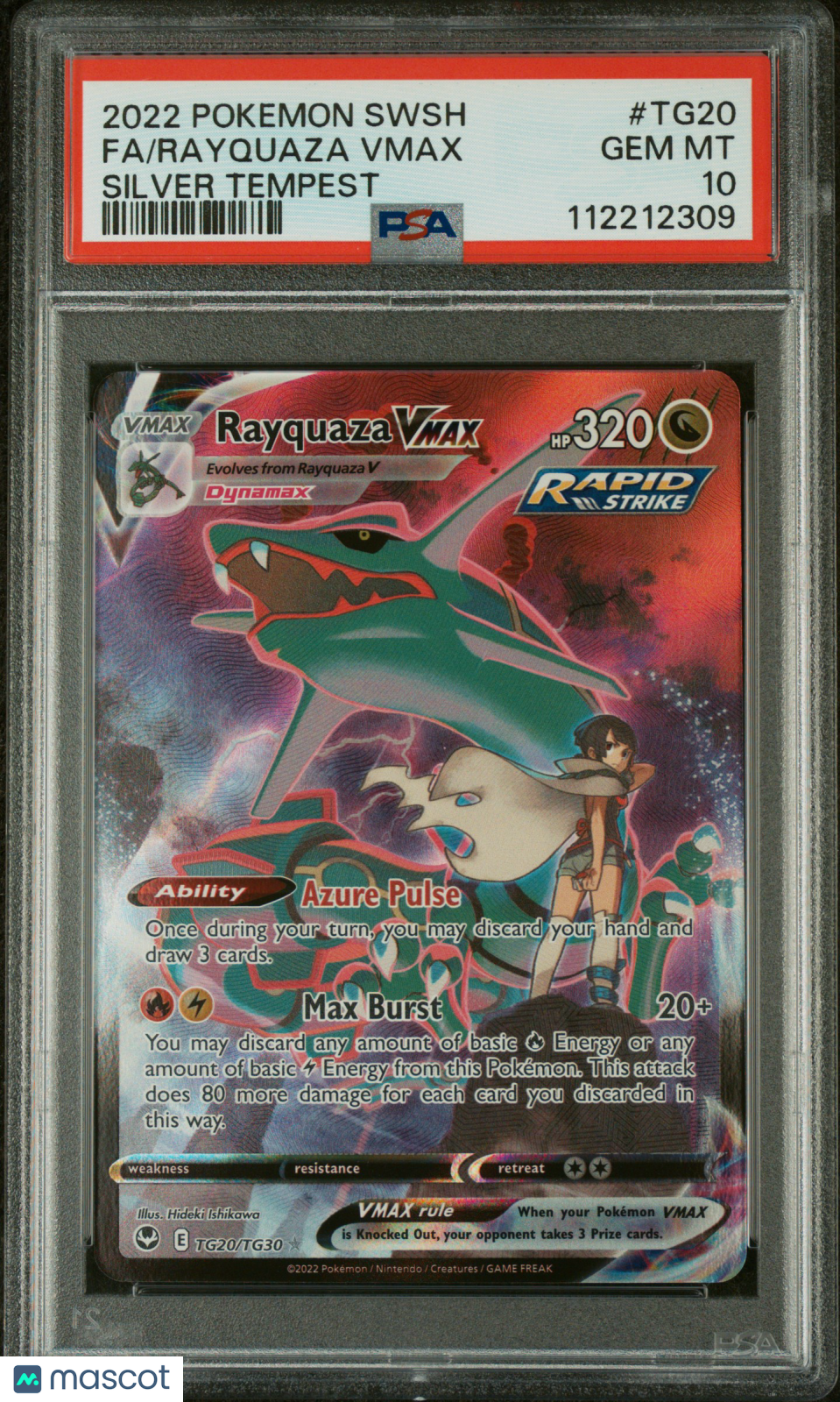 2022 Pokemon Sword & Shield Silver Tempest Rayquaza Vmax Silver Tempest PSA 10