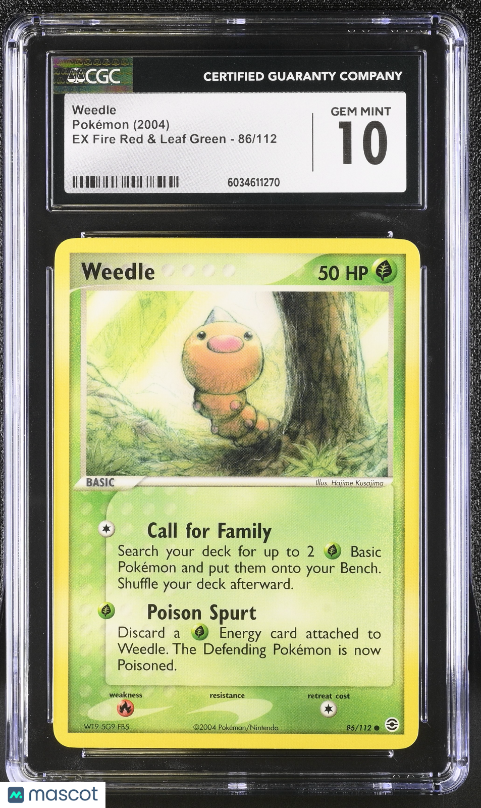 2004 EX Fire Red & Leaf Green Weedle CGC 10