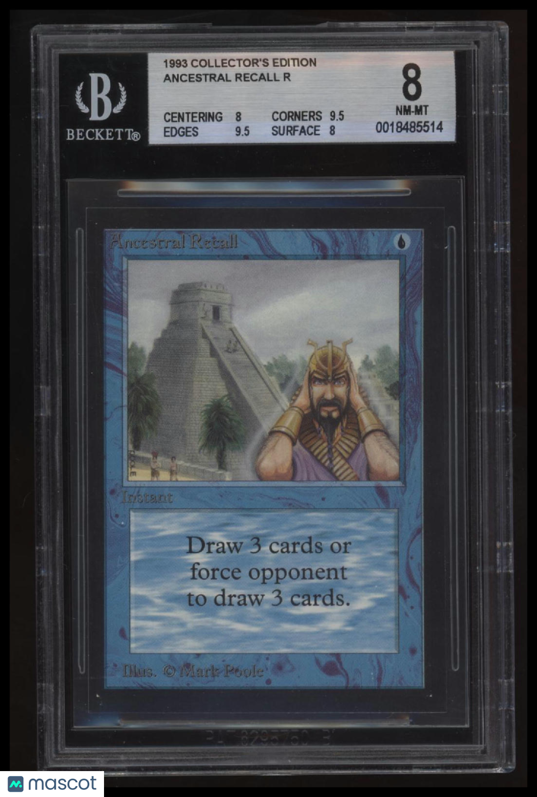 1993 Magic The Gathering Collector's Edition Ancestral Recall R BGS 8.0