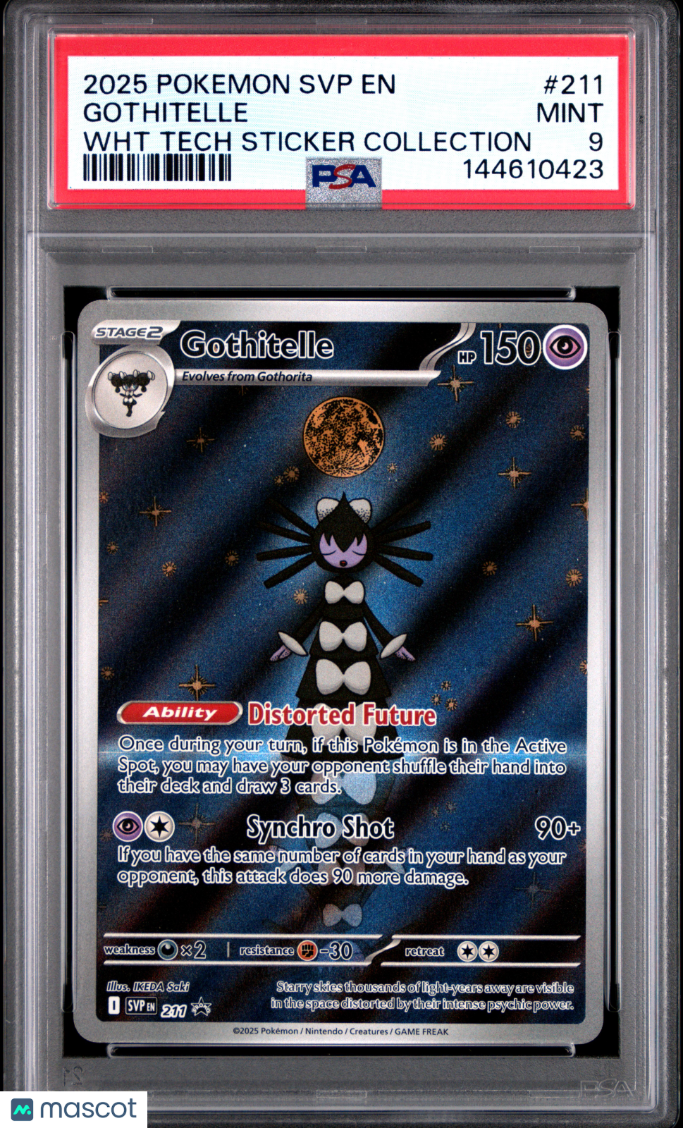 2025 Pokemon Black Star Promo Gothitelle Wht Tech Sticker Collection PSA 9