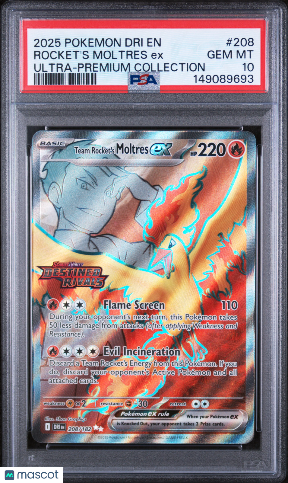 2025 Pokemon Dri En-Destined Rivals Rocket'S Moltres Ex UPC PSA 10