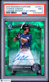 2025 Bowman Sapphire Edition Chrome Prospects Auto Charlie Condon Green PSA 9