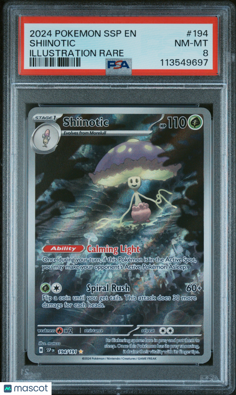 2024 Pokemon Ssp En-Surging Sparks Shiinotic Illustration Rare PSA 8