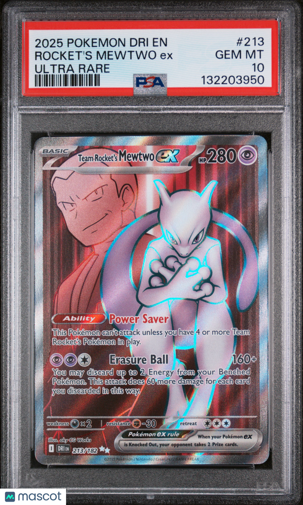 2025 Pokemon Dri En-Destined Rivals Rocket'S Mewtwo Ex Ultra Rare PSA