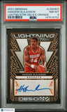 2021 Panini Obsidian Lightning Strike Signatures Hakeem Olajuwon Orange PSA 8
