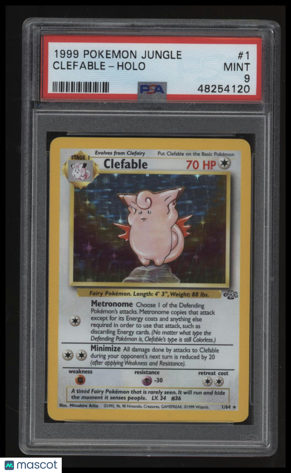 1999 Pokemon Jungle Clefable-Holo PSA 9