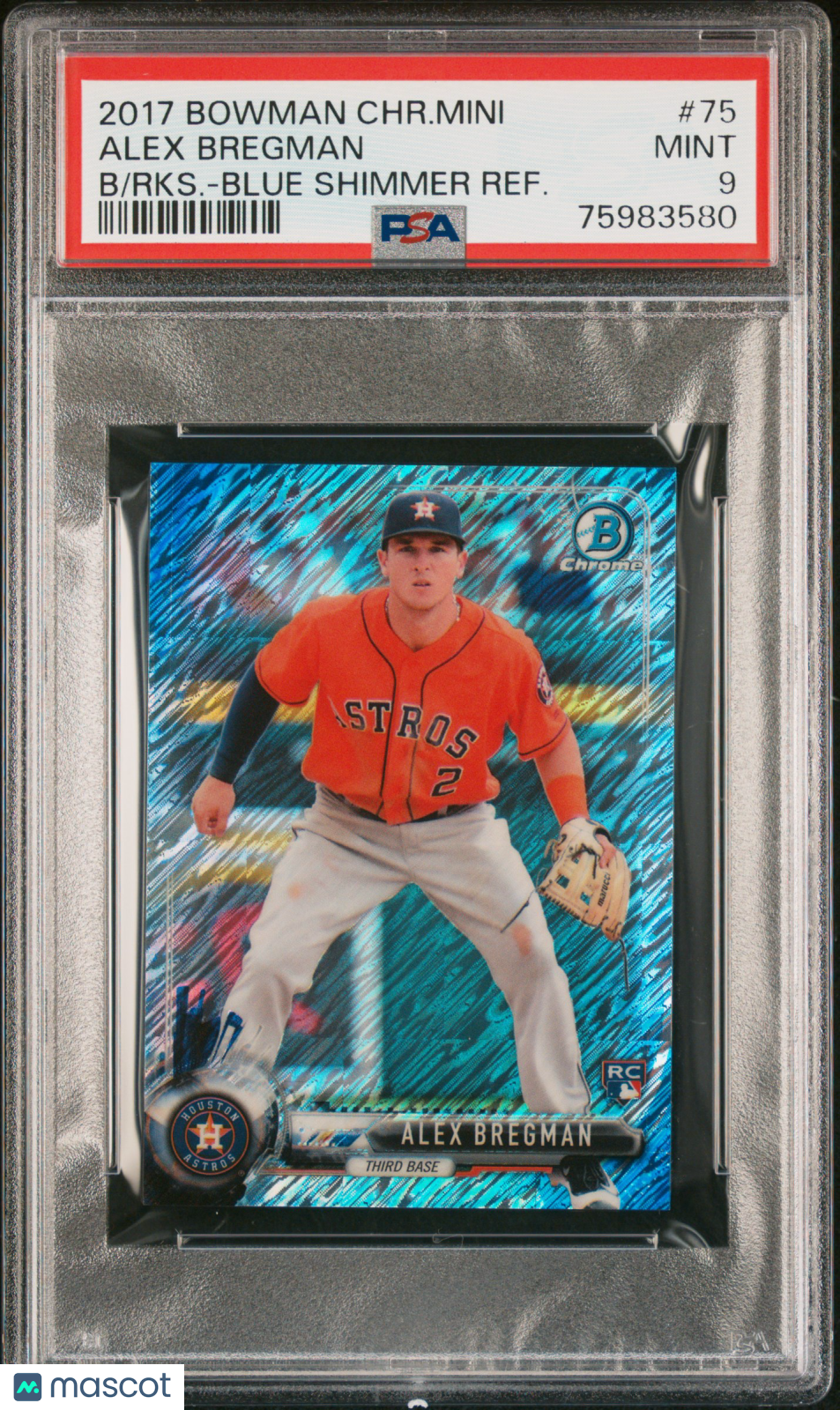 2017 Bowman Chrome Mini #75 Alex Bregman B/Rks.-Blue Shimmer Ref. PSA 9