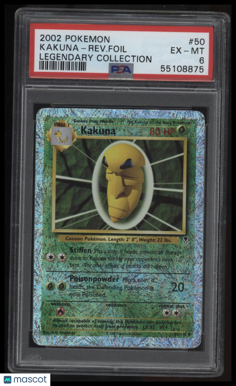 2002 Pokemon Legendary Collection Kakuna-Rev.Foil Legendary Collection PSA 6