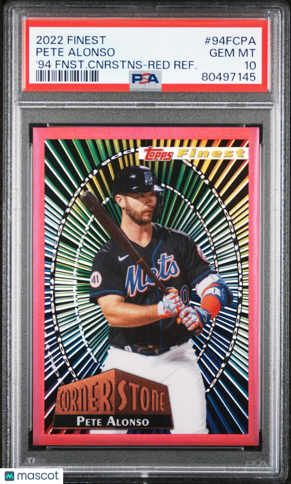 2022 Topps Finest 1994 Finest Cornerstones Pete Alonso Red Ref. PSA 10