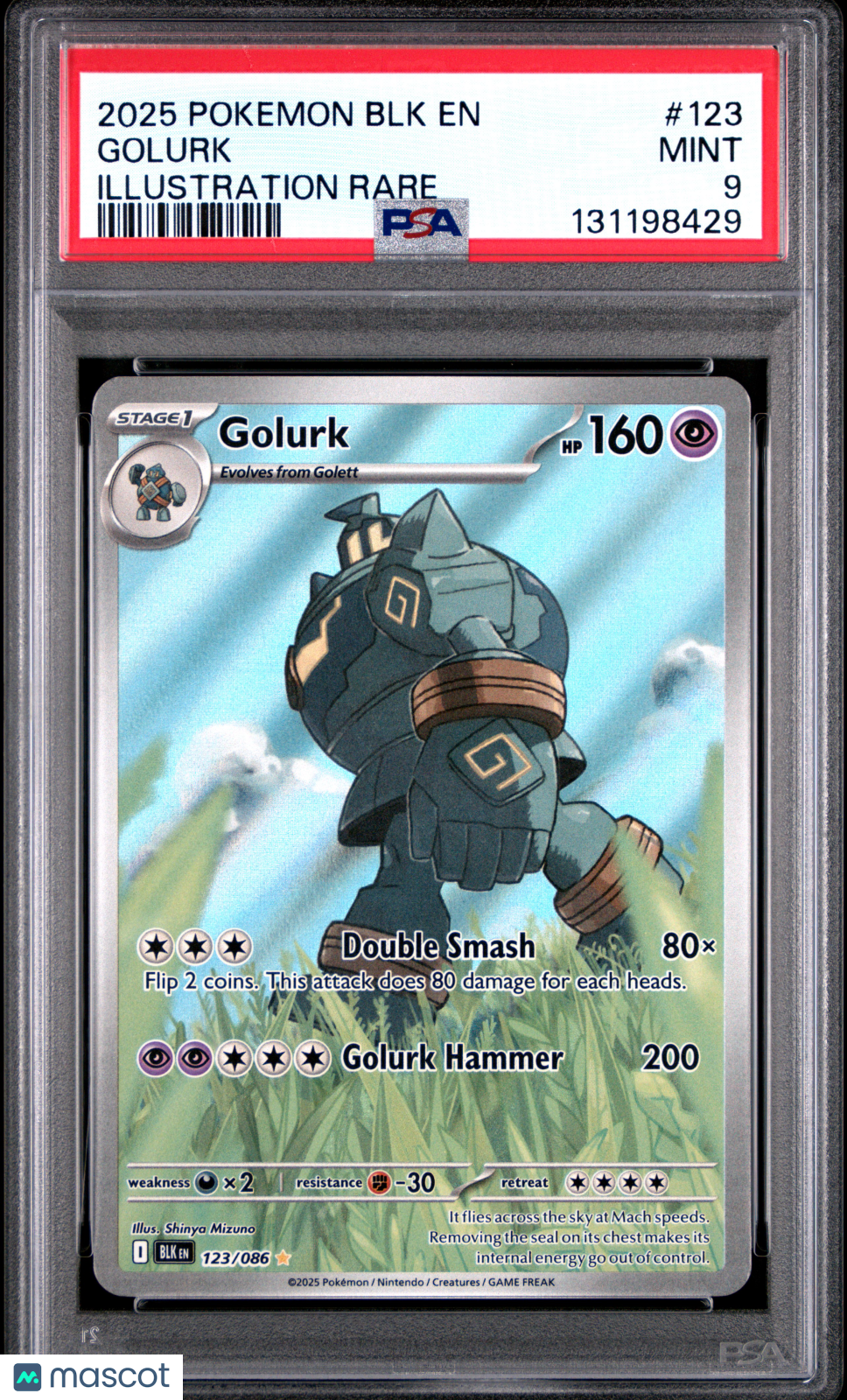2025 Pokemon Blk En-Black Bolt Golurk Illustration Rare PSA 9
