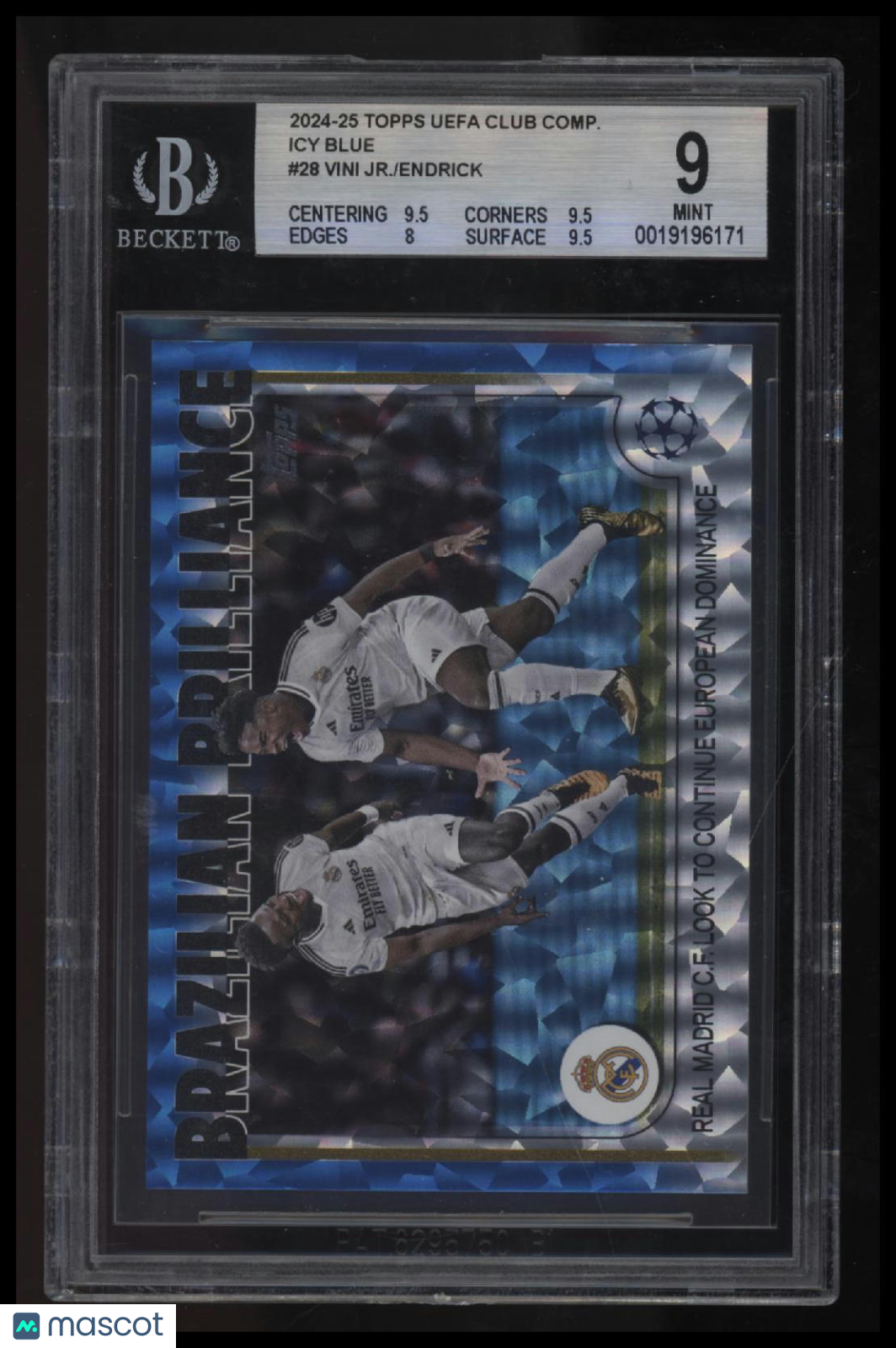 2024-25 Topps UEFA Club Competitions Icy Blue Vini Jr./Endrick BGS 9.0