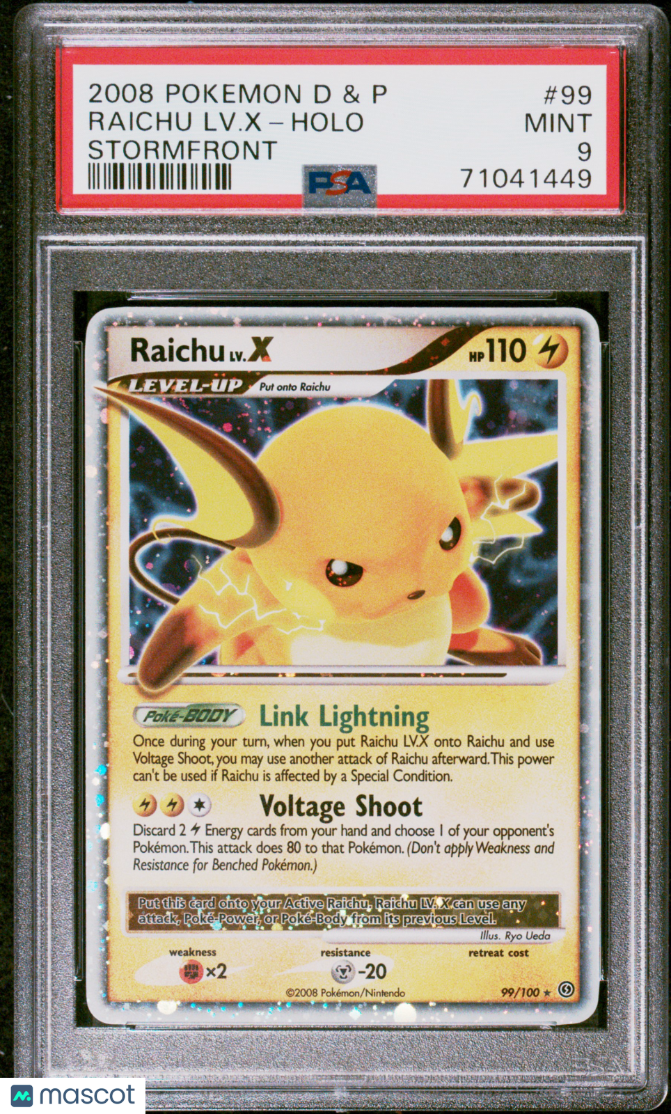 2008 Pokemon Diamond & Pearl Stormfront Raichu Lv.X-Holo Stormfront PSA 9