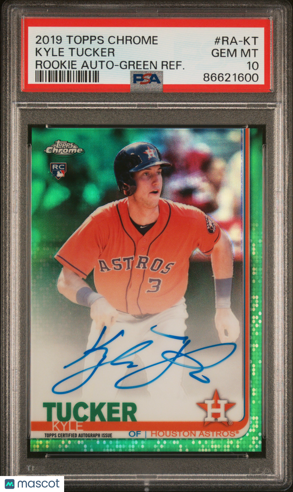 2019 Topps Chrome Rookie Autographs Kyle Tucker Rookie Auto-Green Ref. PSA 10