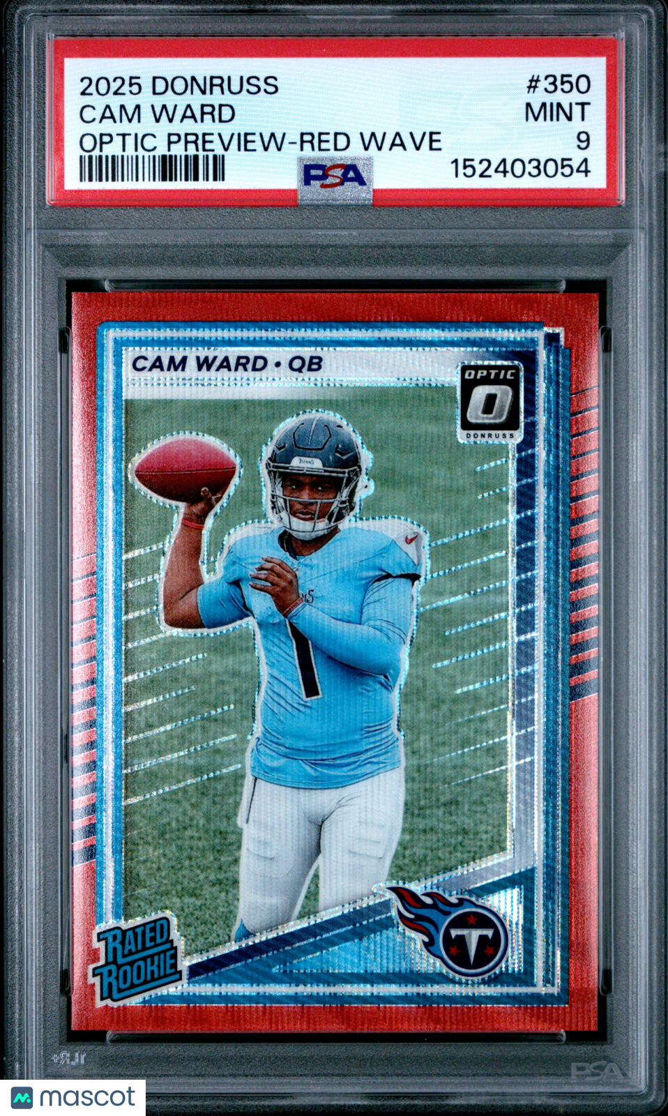 2025 Panini Donruss Cam Ward Optic Preview-Red Wave PSA 9