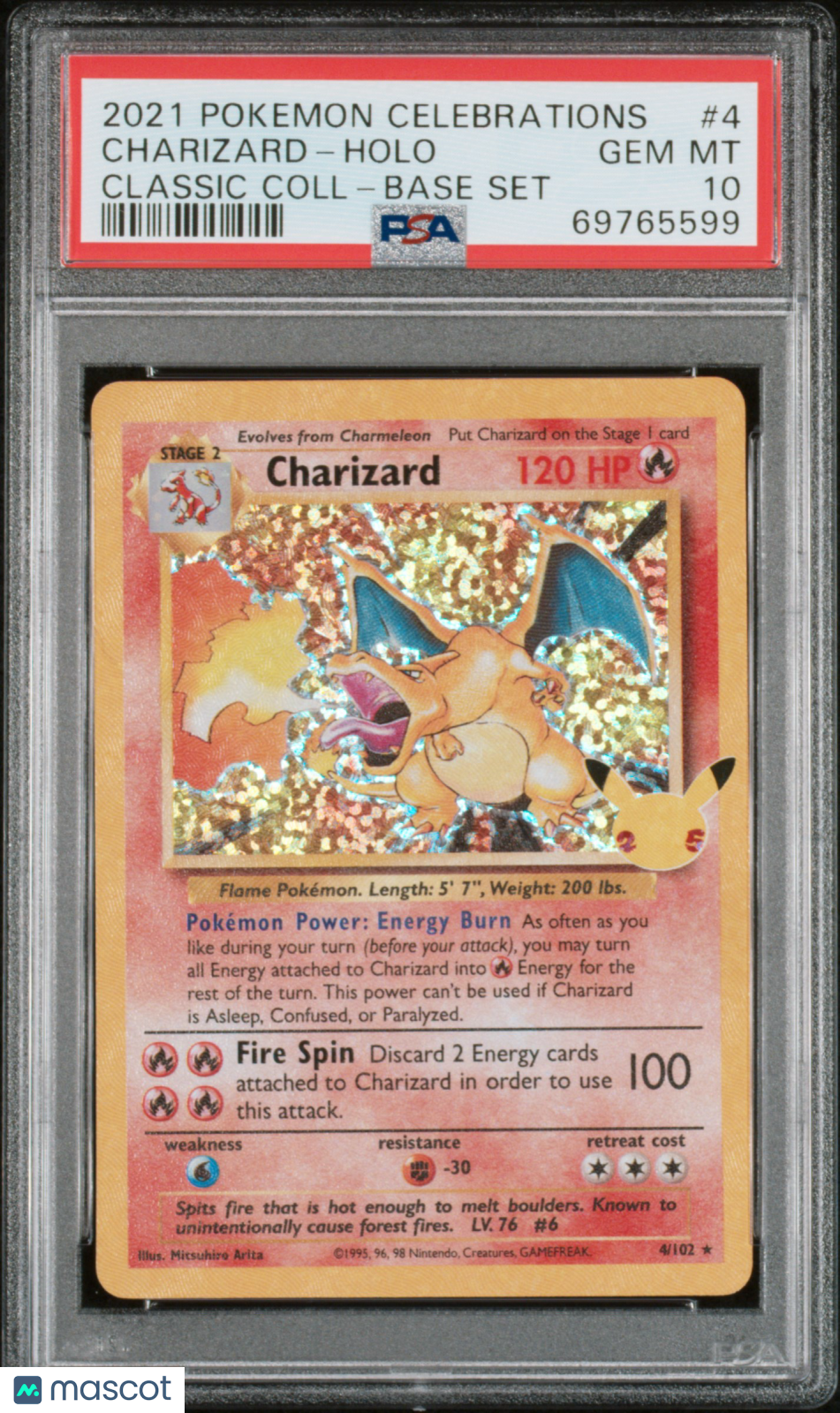 2021 Pokemon Celebrations Classic Collection Charizard-Holo PSA 10