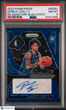 2023 Panini Prizm Rookie Signatures Dereck Lively Ii Rk Blue Choice PSA 8