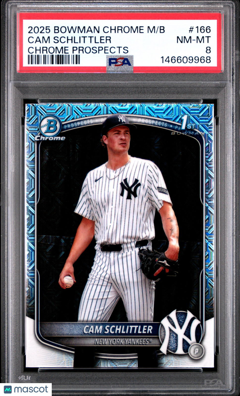 2025 Bowman Chrome Mega Box Chrome Prospects Cam Schlittler PSA 8