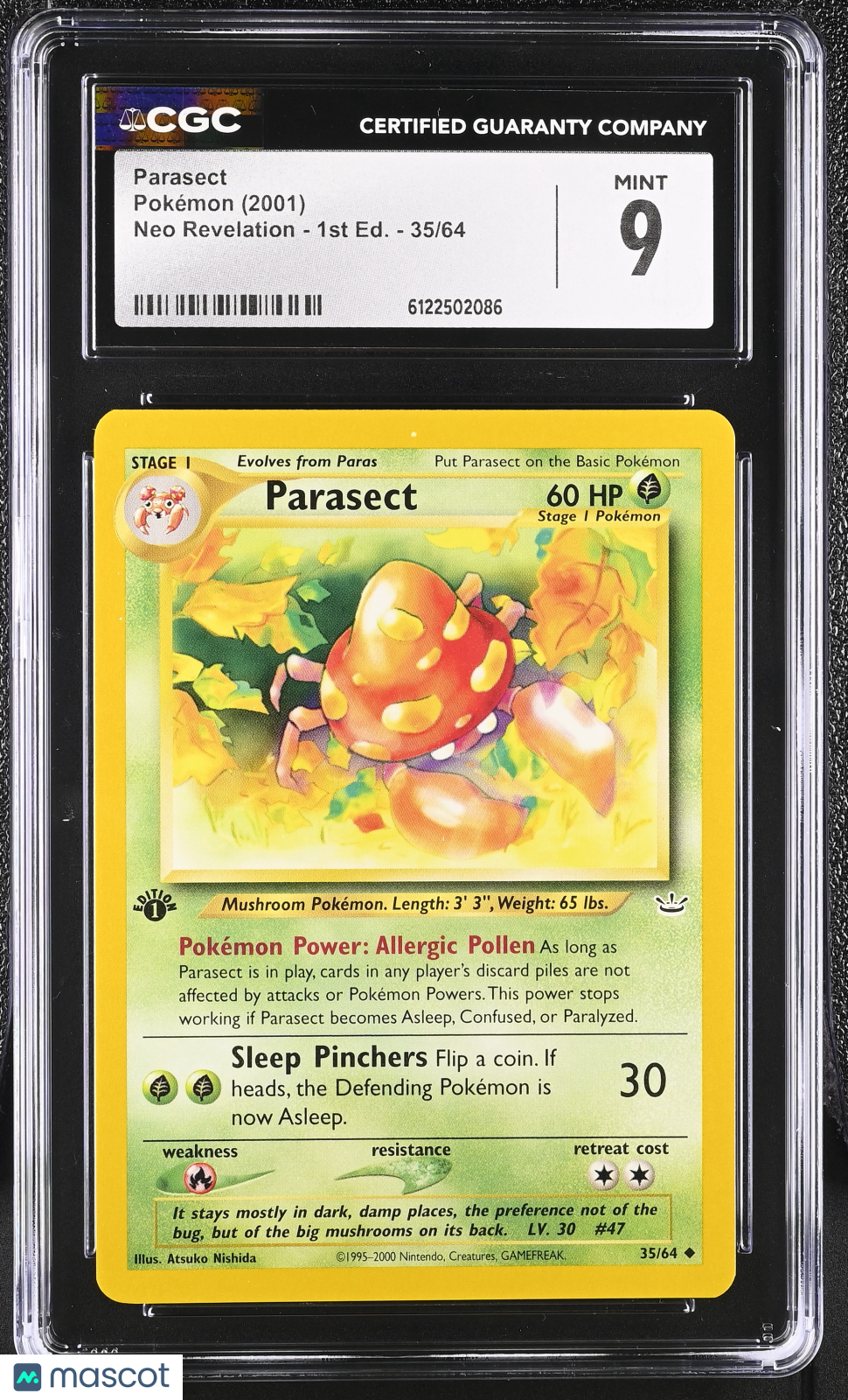 2001 Neo Revelation - 1st Ed. Parasect CGC 9