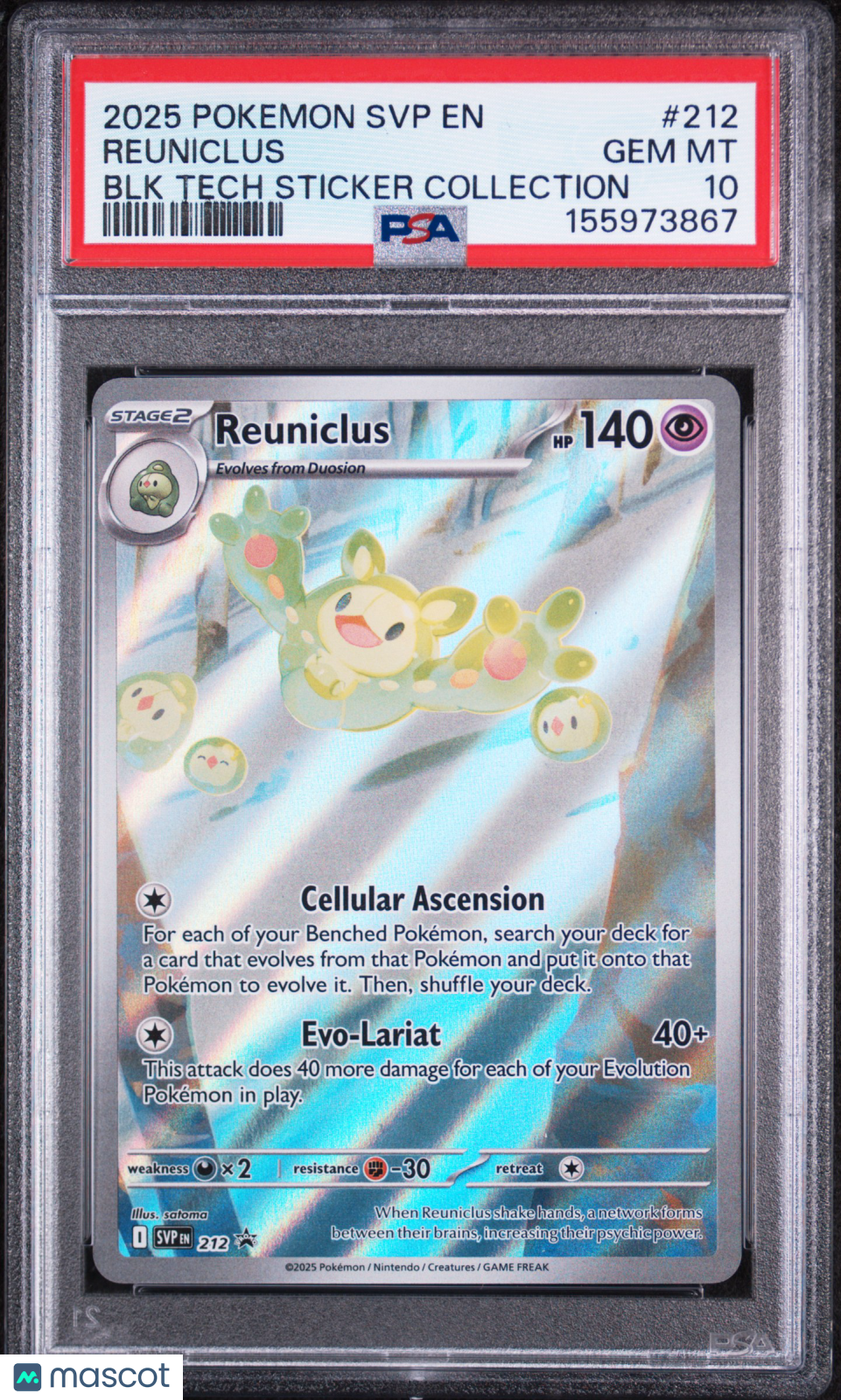 2025 Pokemon En-Sv Black Star Promo Reuniclus Blk Tech Sticker Collection PSA 10