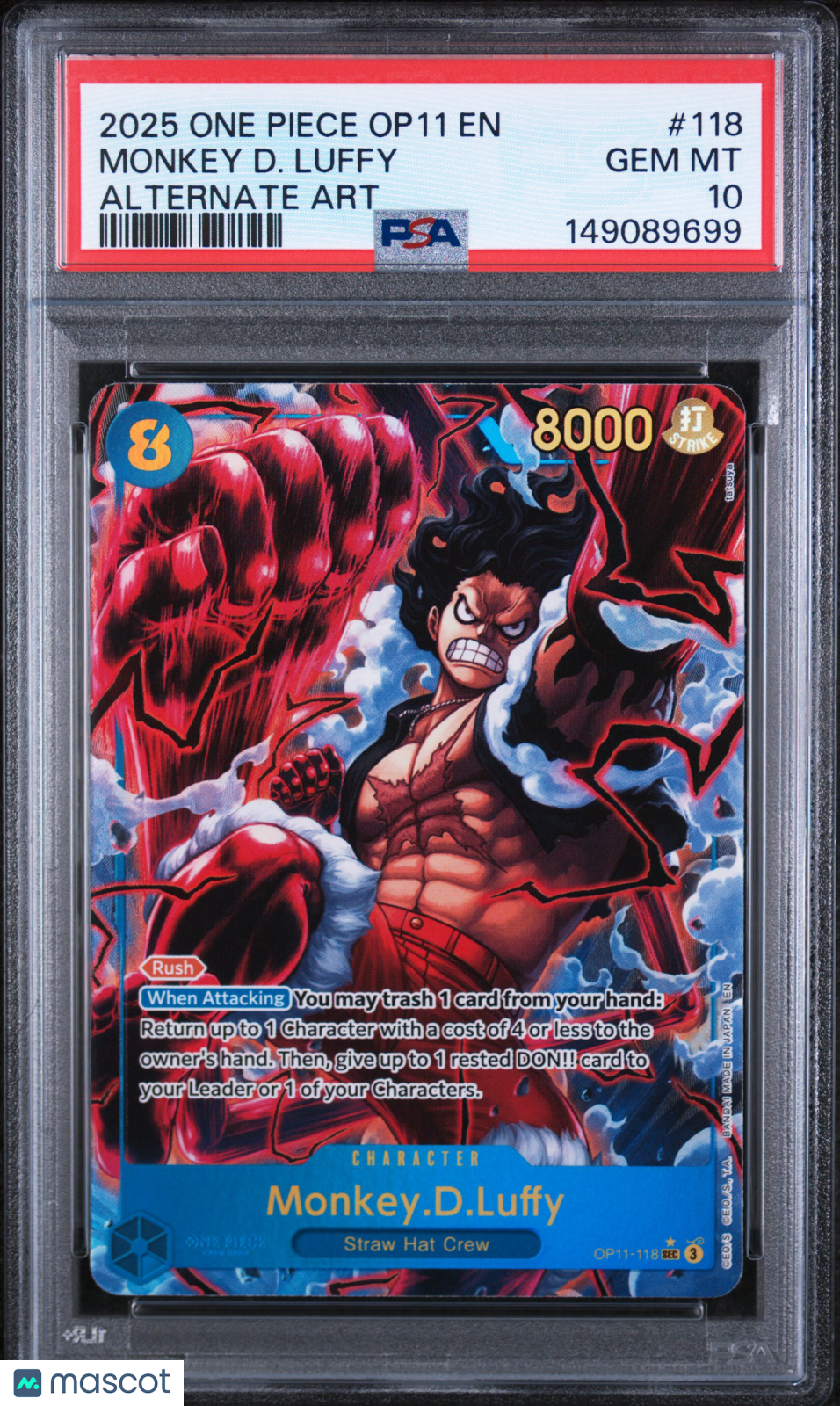 2025 One Piece Op11-A Fist Of Divine Speed Monkey D. Luffy Alternate Art PSA 10