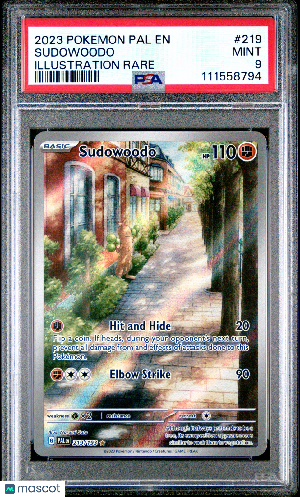 2023 Pokemon Pal En-Paldea Evolved Sudowoodo Illustration Rare PSA 9