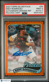 2024 Topps Silver Pack 1989 Chrome Promo Endy Rodriguez Autograph-Orange PSA 9
