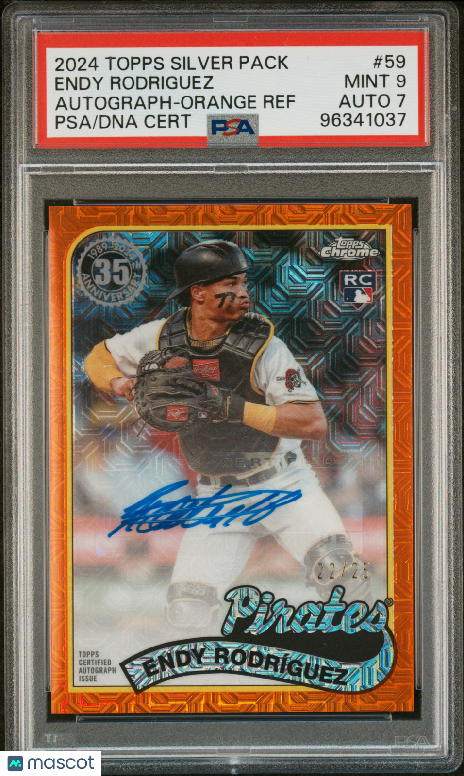 2024 Topps Silver Pack 1989 Chrome Promo Endy Rodriguez Autograph-Orange PSA 9