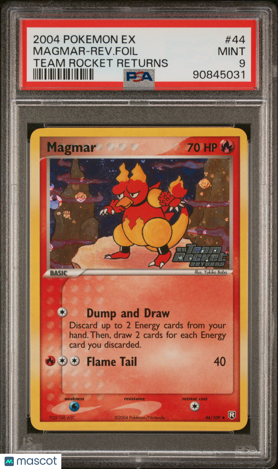 2004 Pokemon Ex Team Rocket Returns Magmar-Rev.Foil (Small Chip In Slab) PSA 9