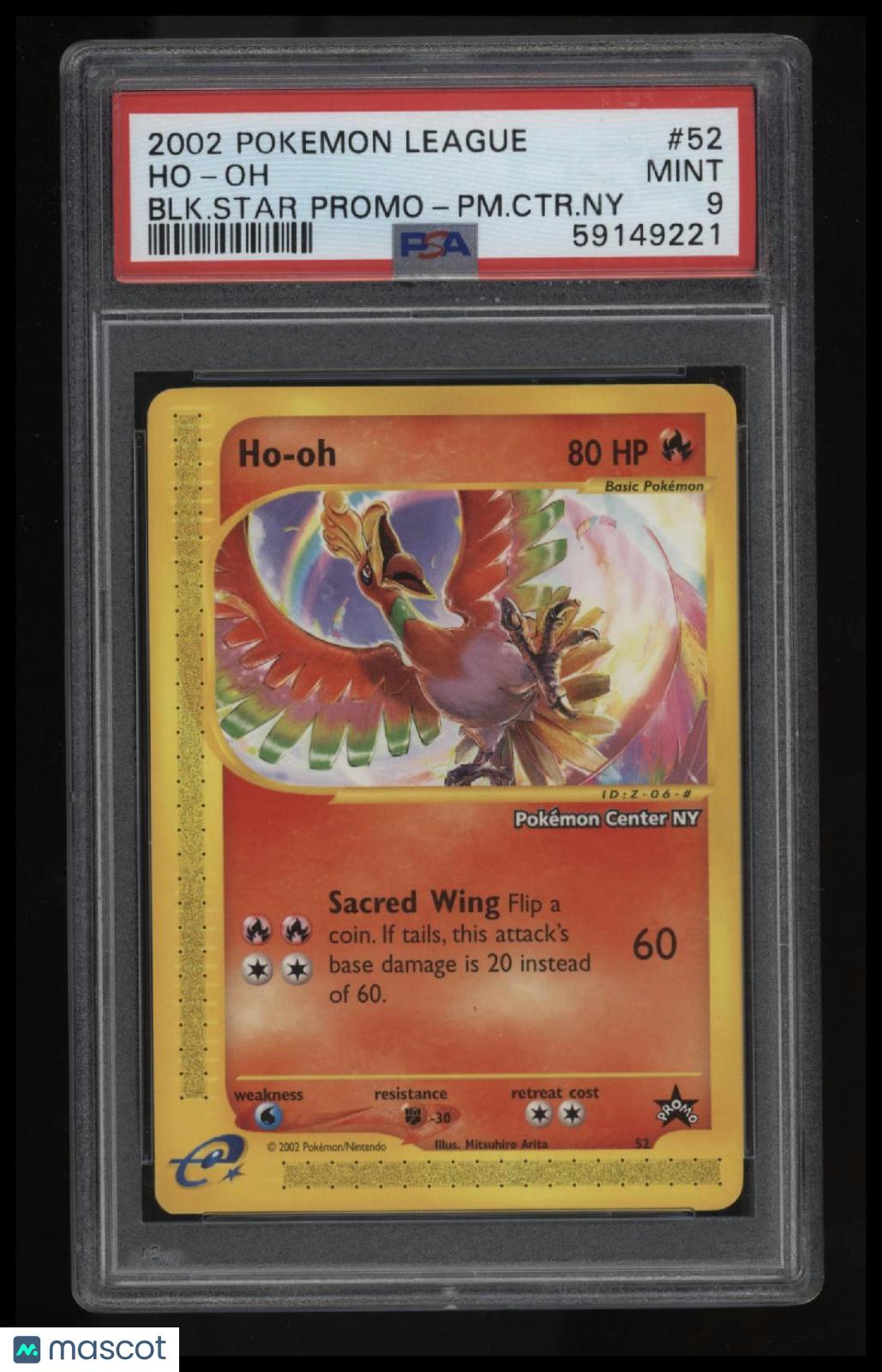 2002 Pokemon League Promo Black Star Ho-Oh Blk.Star Promo-Pm.Ctr.Ny PSA 9