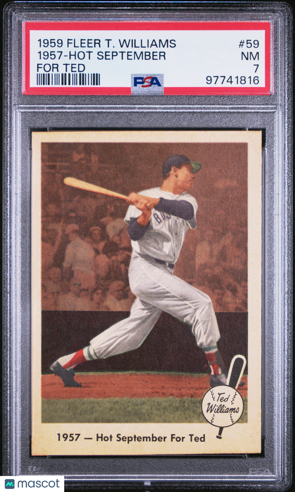 1959 Fleer Ted Williams 1957-Hot September For Ted PSA 7