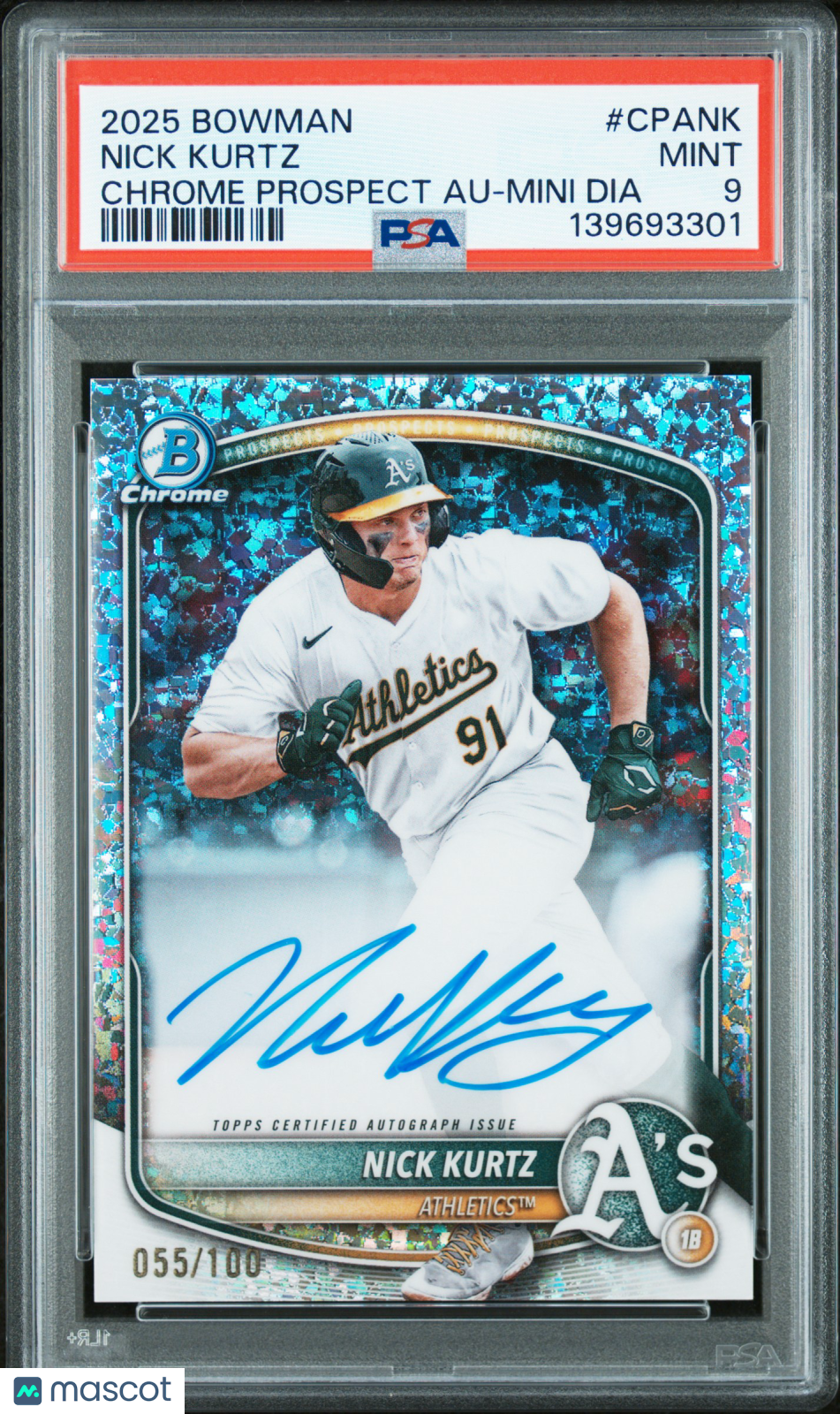 2025 Bowman Chrome Prospect Autographs Nick Kurtz Chrome Prospect PSA 9