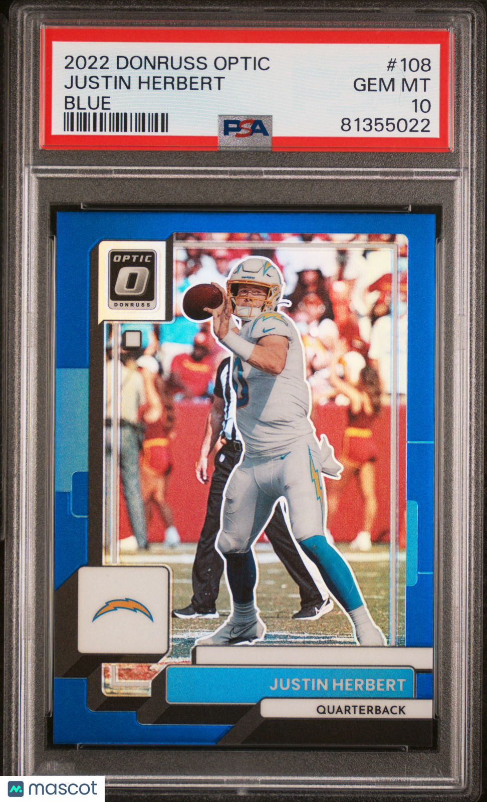 2022 Panini Donruss Optic Justin Herbert Blue PSA 10