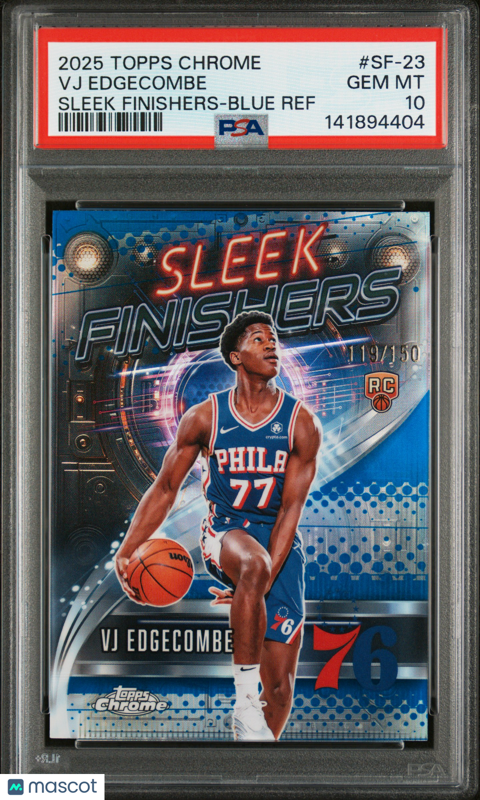 2025 Topps Chrome Sleek Finishers Vj Edgecombe Sleek Finishers-Blue Ref PSA 10