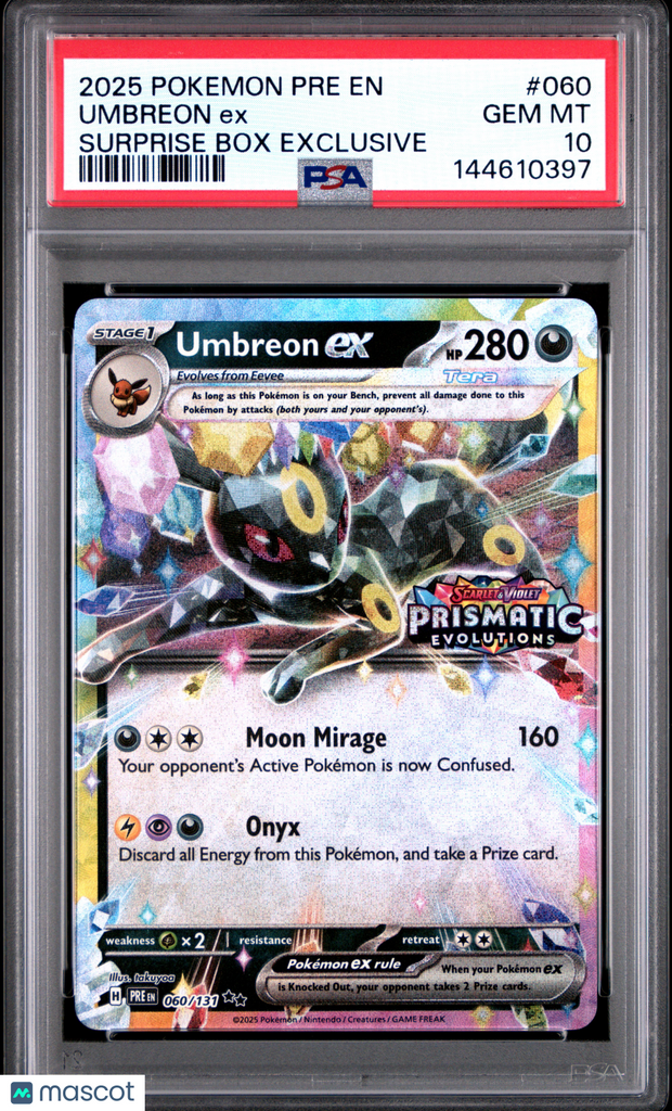 2025 Pokemon Prismatic Evolutions Umbreon Ex Surprise Box Exclusive PS