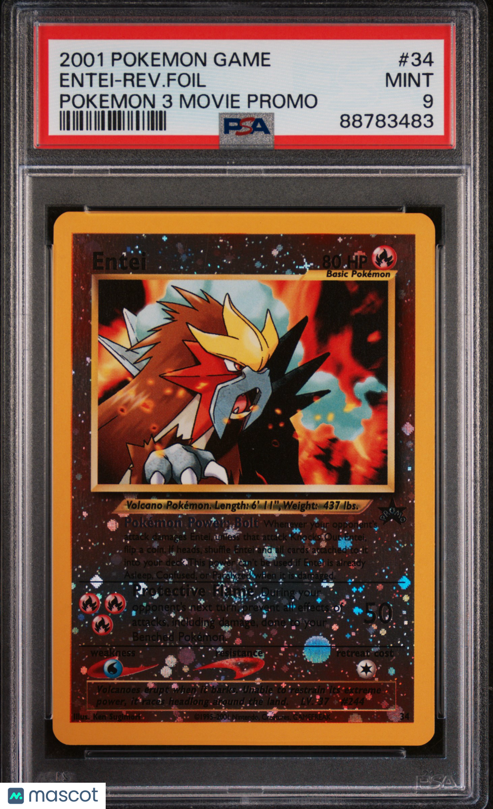 2001 Pokemon Game Movie Entei-Rev.Foil Pokemon 3 Movie Promo PSA 9 88783483