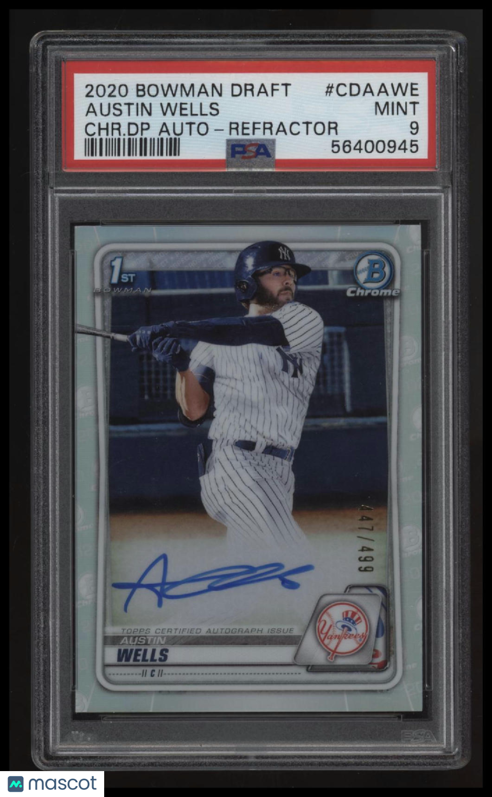 2020 Bowman Draft Chrome Draft Picks Autographs Austin Wells Refractor