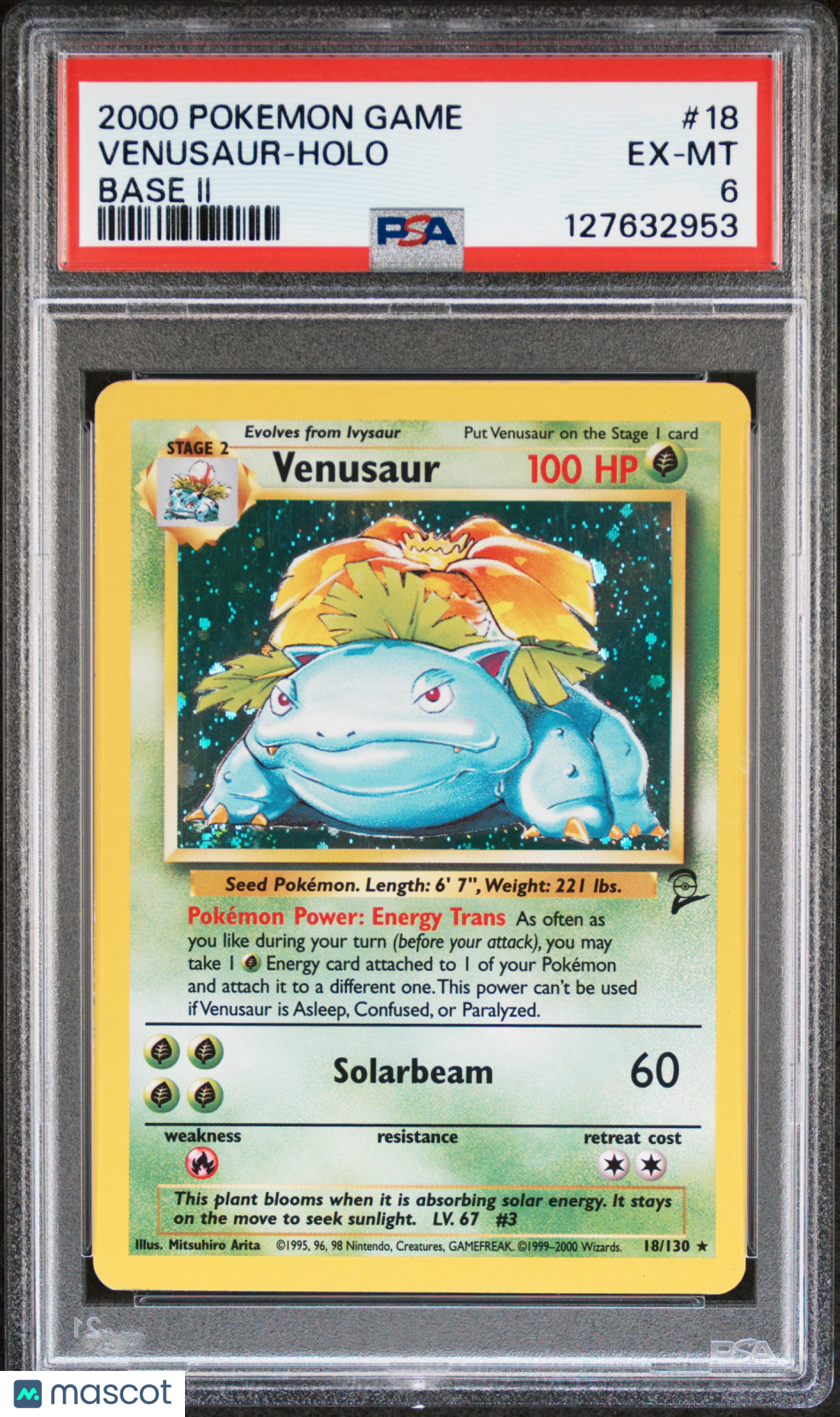 2000 Pokemon Game Base Ii Venusaur-Holo Base Ii PSA 6