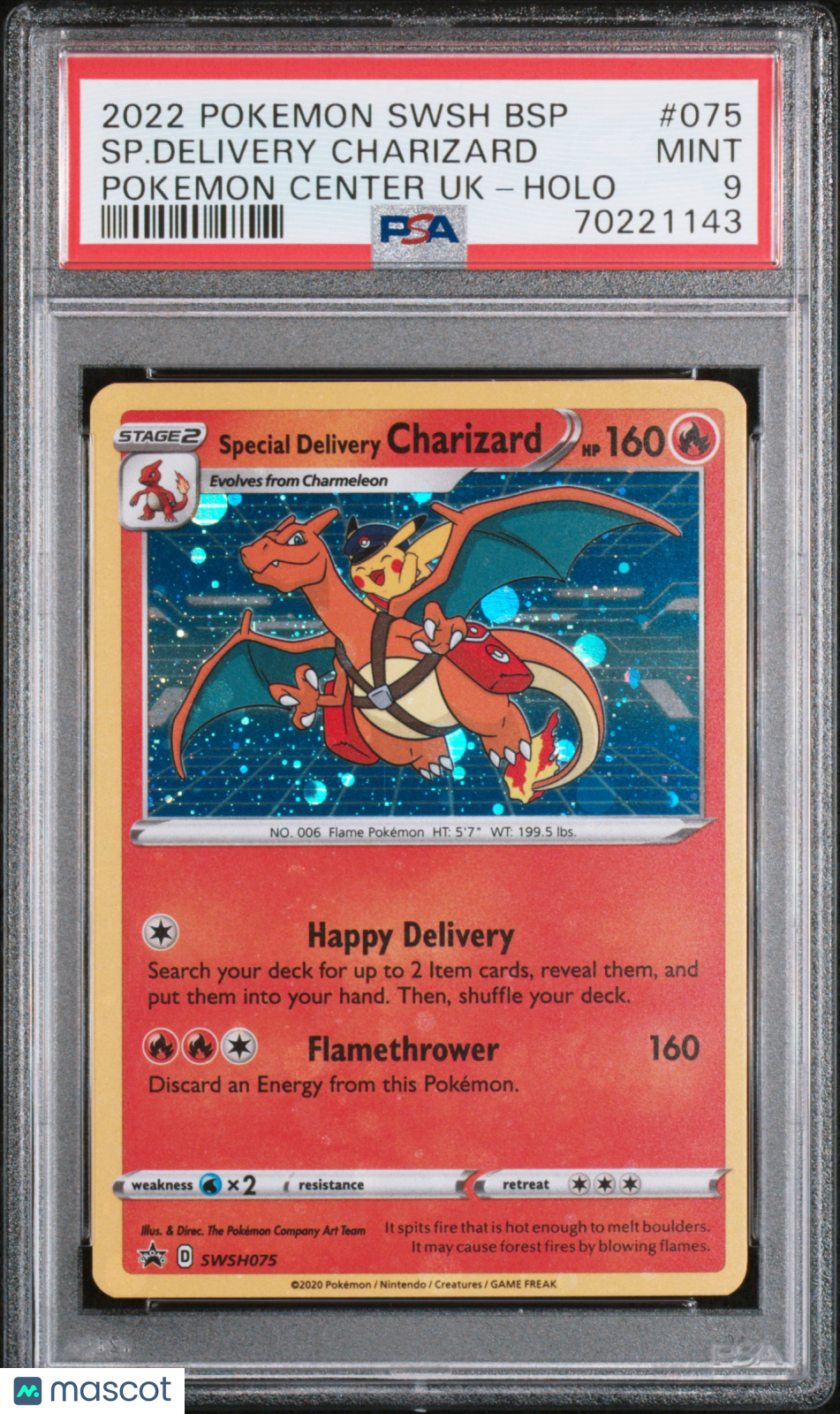 2022 Pokemon Swsh Black Star Promo Sp.Delivery Charizard Holo PSA 9