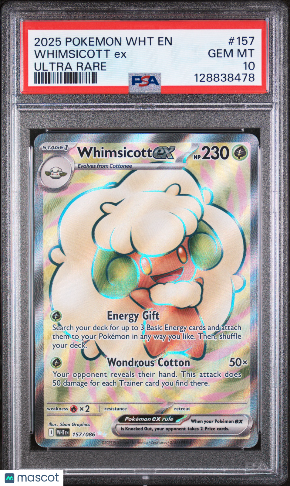 2025 Pokemon Wht En-White Flare Whimsicott Ex Ultra Rare PSA 10