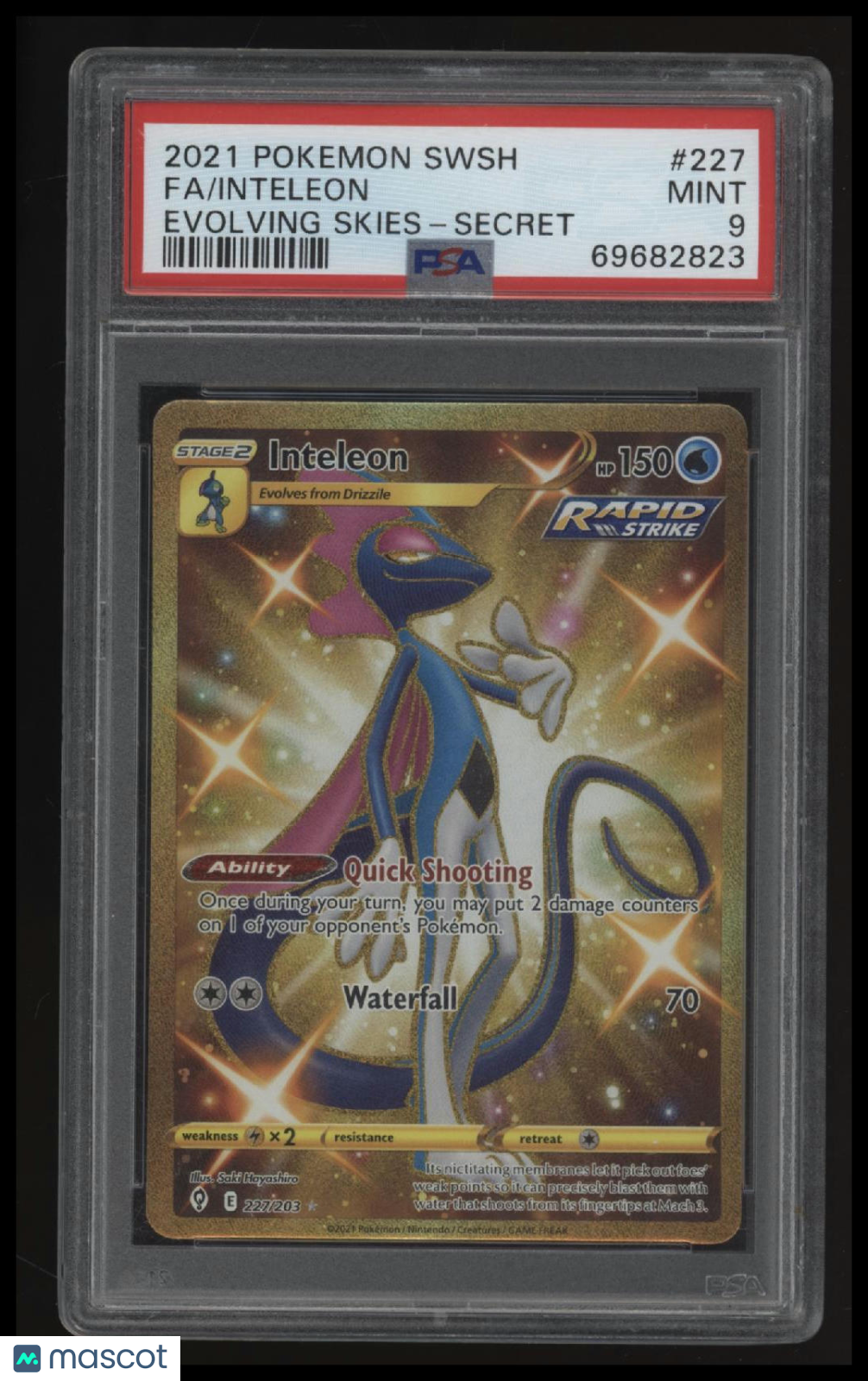 2021 Pokemon Sword & Shield Evolving Skies Fa/Inteleon Secret PSA 9