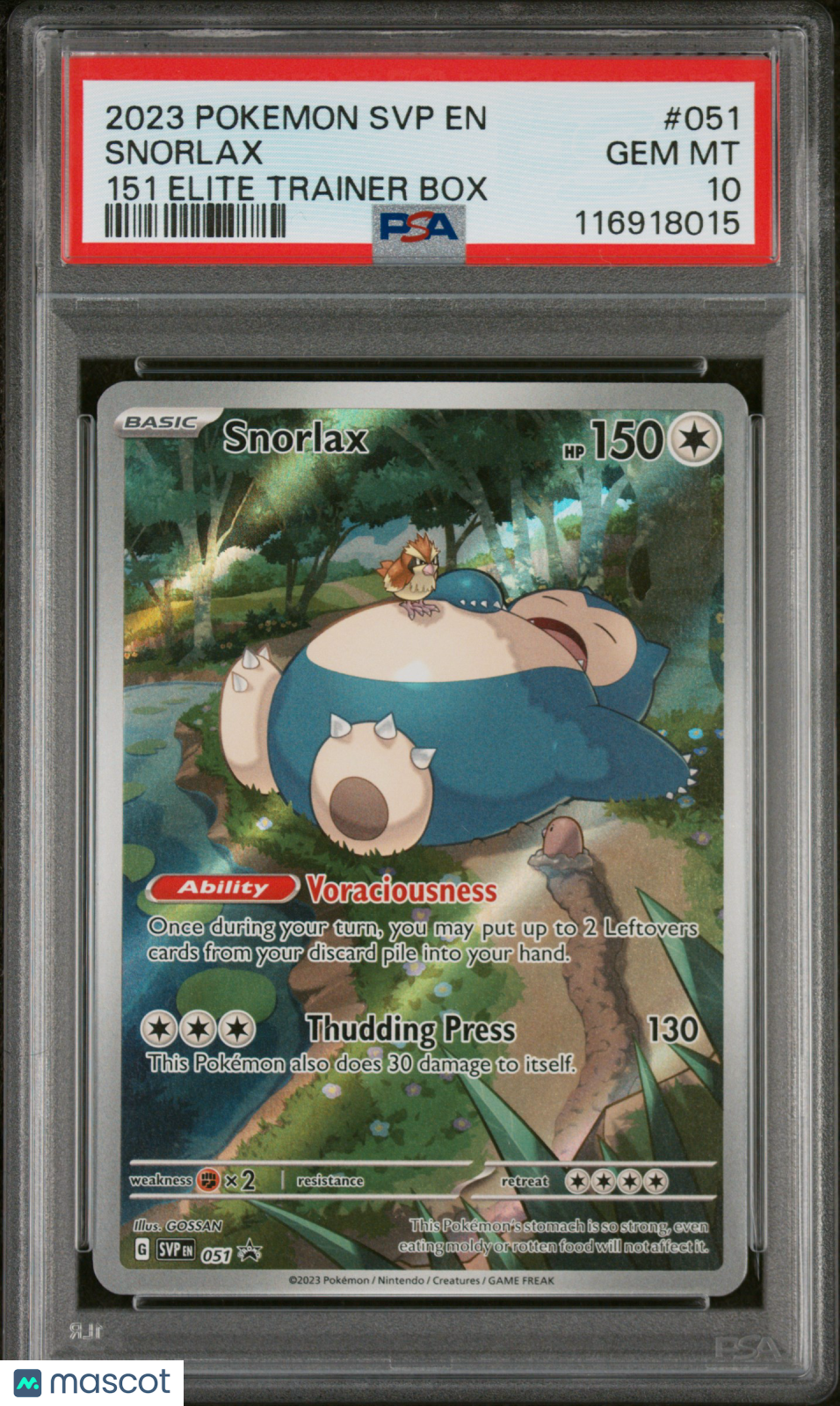 2023 Pokemon Svp En-Sv Black Star Promo Snorlax 151 Elite Trainer Box PSA 10