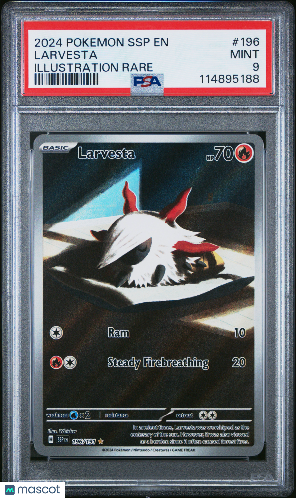 2024 Pokemon Ssp En-Surging Sparks Larvesta Illustration Rare PSA 9