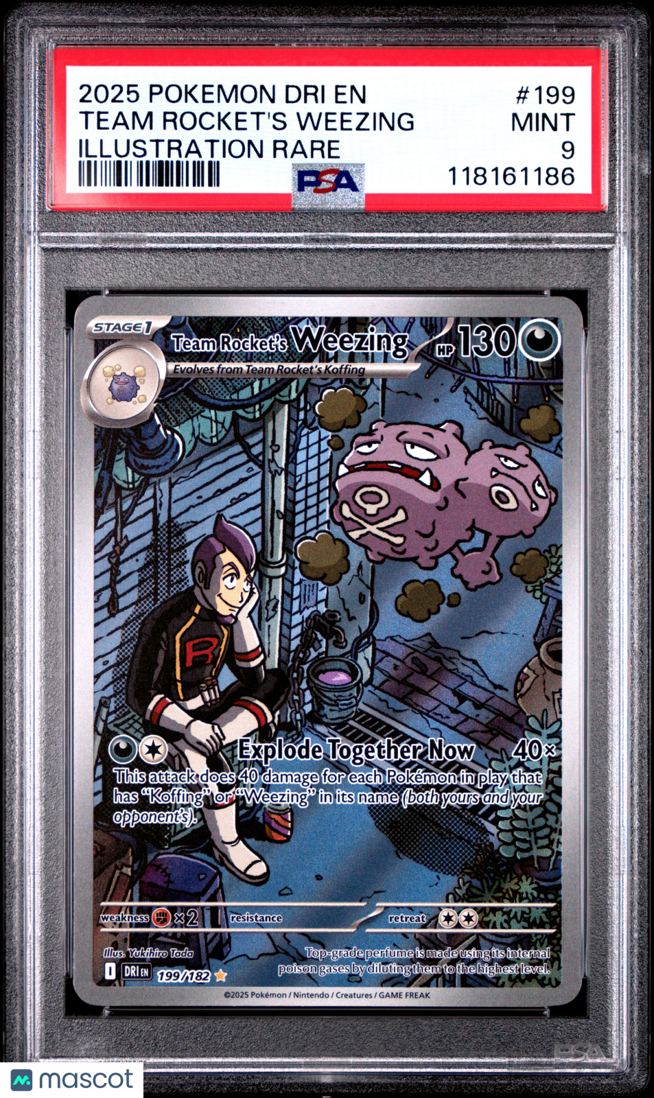 2025 Pokemon Destined Rivals Team Rocket'S Weezing Illustration Rare PSA 9