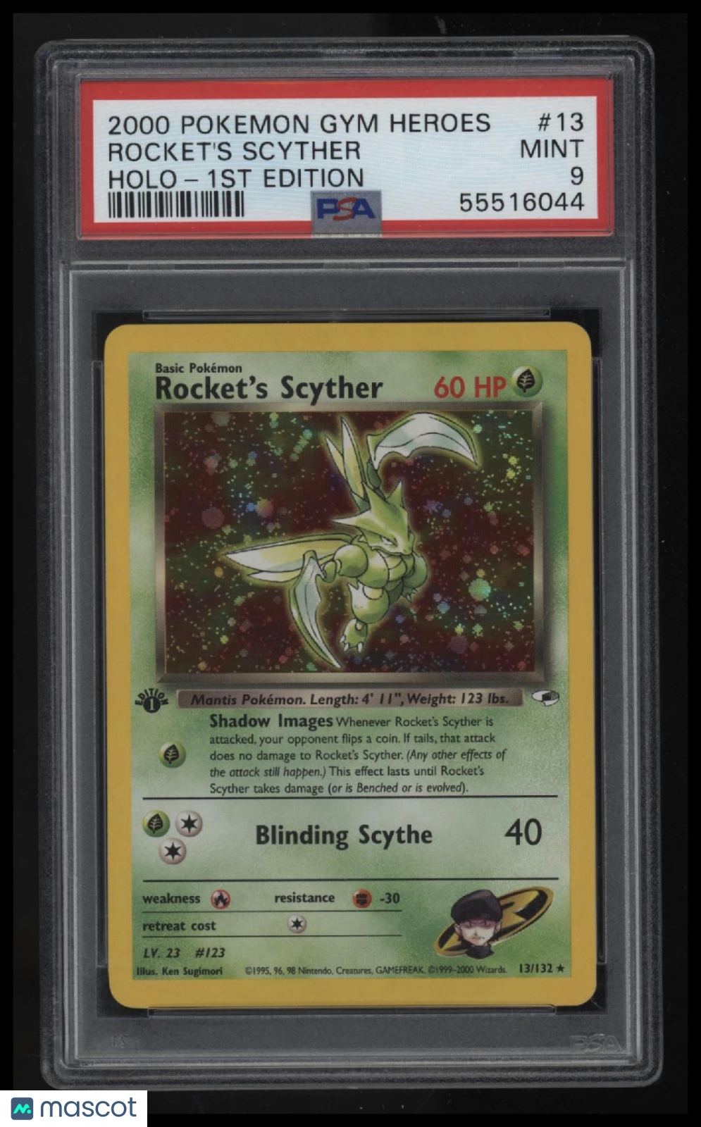 2000 Pokemon Gym Heroes Rocket'S Scyther Holo-1st Edition PSA 9